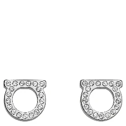 silver-colored Earrings with Gancini design and butterfly clasp in brass for women