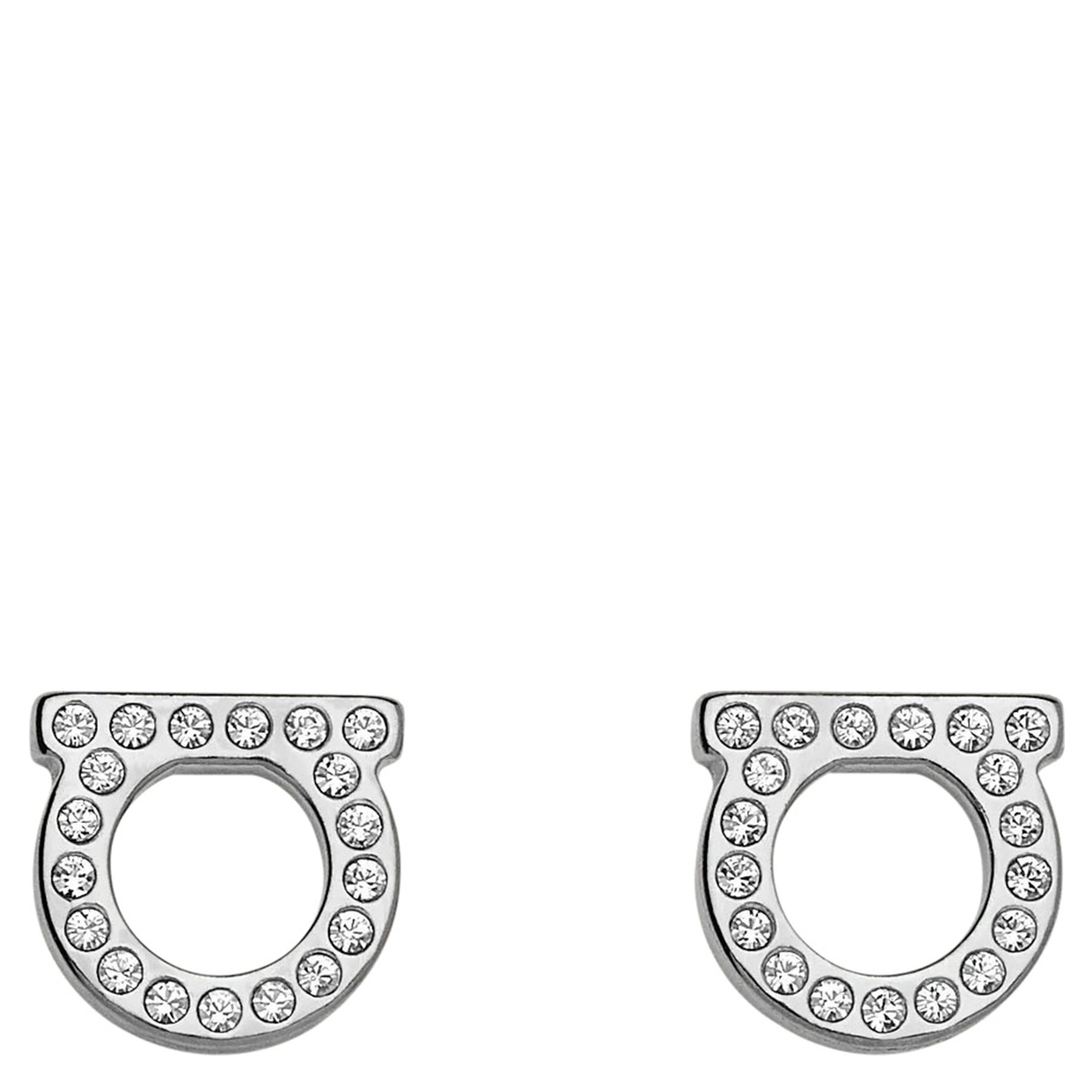 silver-colored Earrings with Gancini design and butterfly clasp in brass for women
