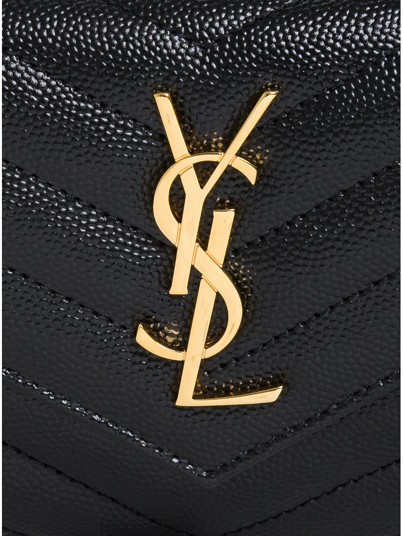 Wallet Grain de Poudre Black with Cassandre Logo in Black Leather Woman