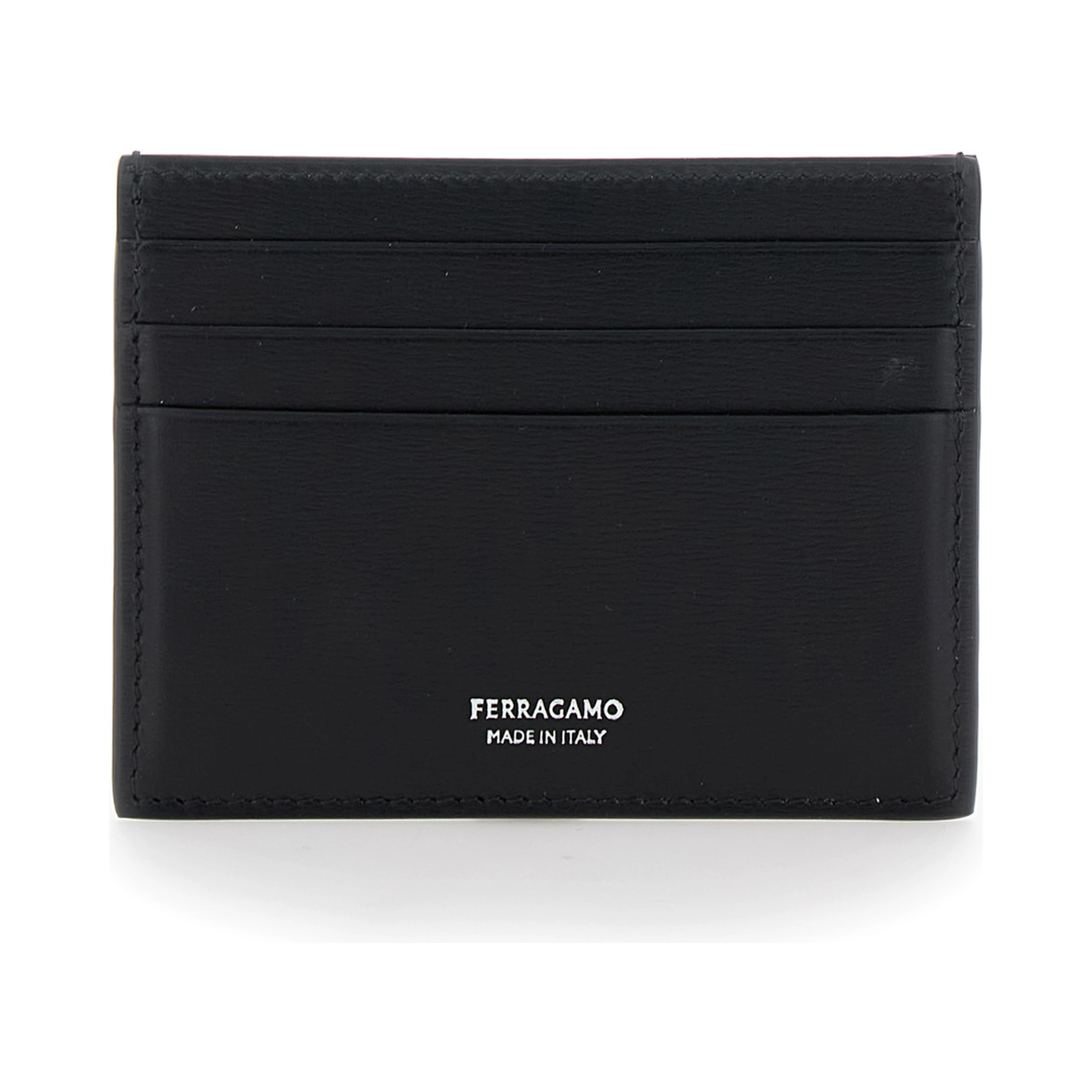 Card holder Florence with logo lettering on the front in black leather for men