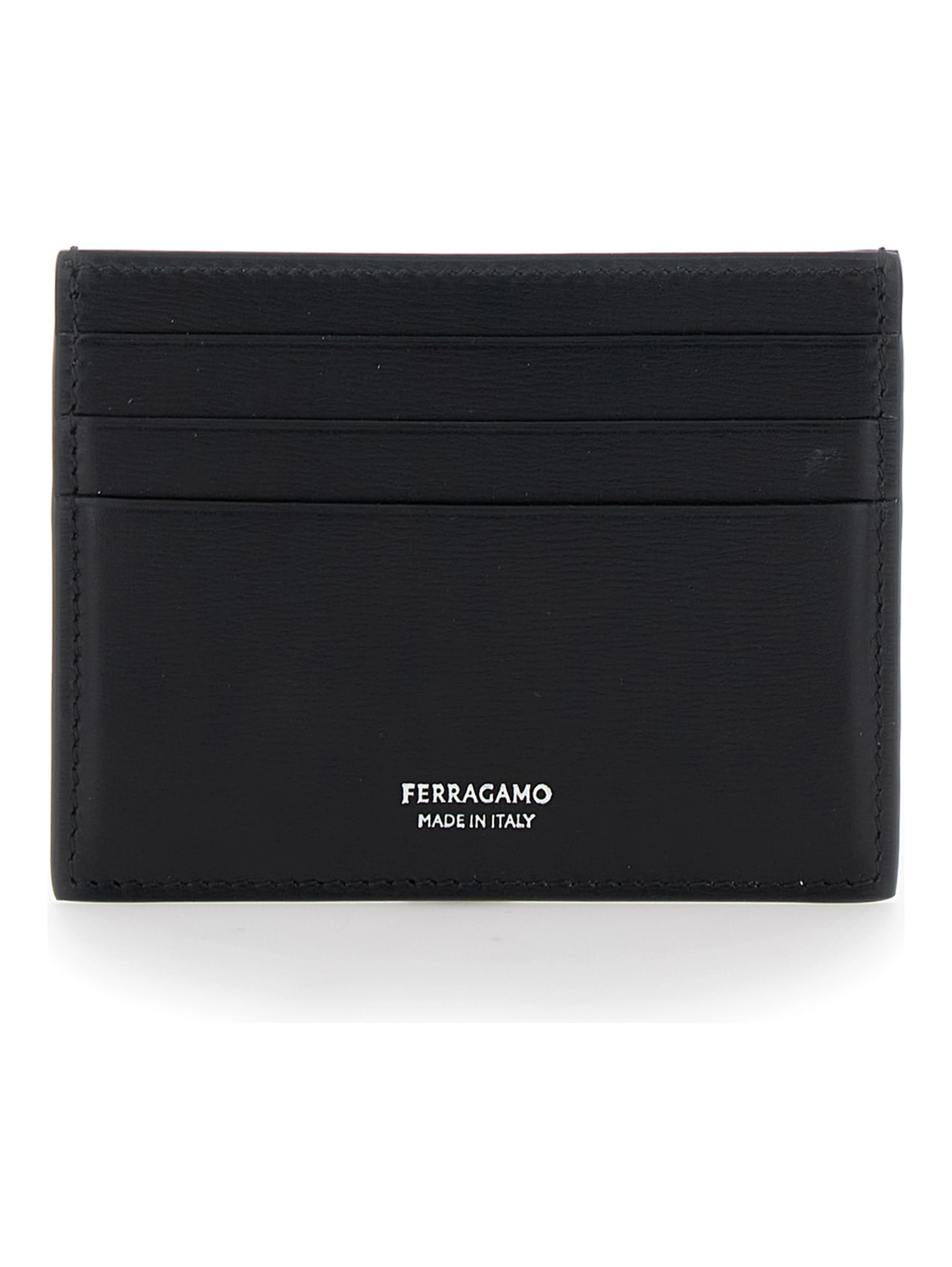 Card holder Florence with logo lettering on the front in black leather for men