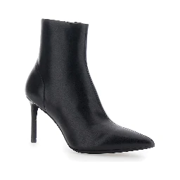 Nixie Black Ankle Boots with Stiletto Heel in Leather for Women