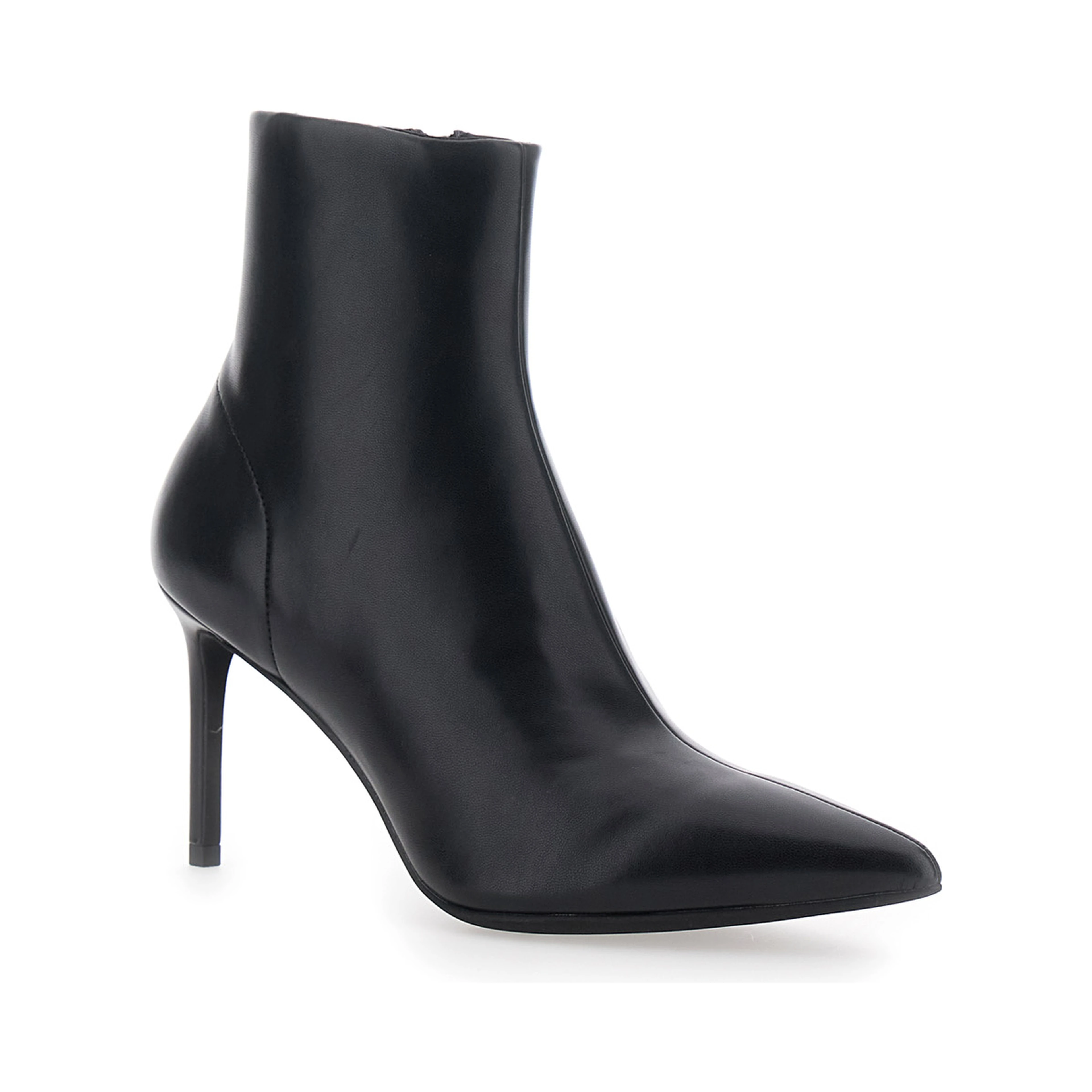 Nixie Black Ankle Boots with Stiletto Heel in Leather for Women