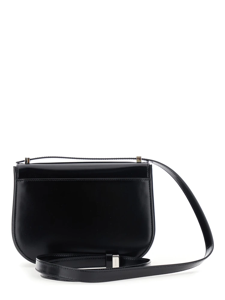 Black Crossbody bag with Adjustable Strap and Gancini Plaque on Front in Leather for Women alternative