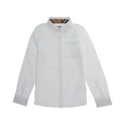white Shirt with classic collar and front pocket in cotton Boy
