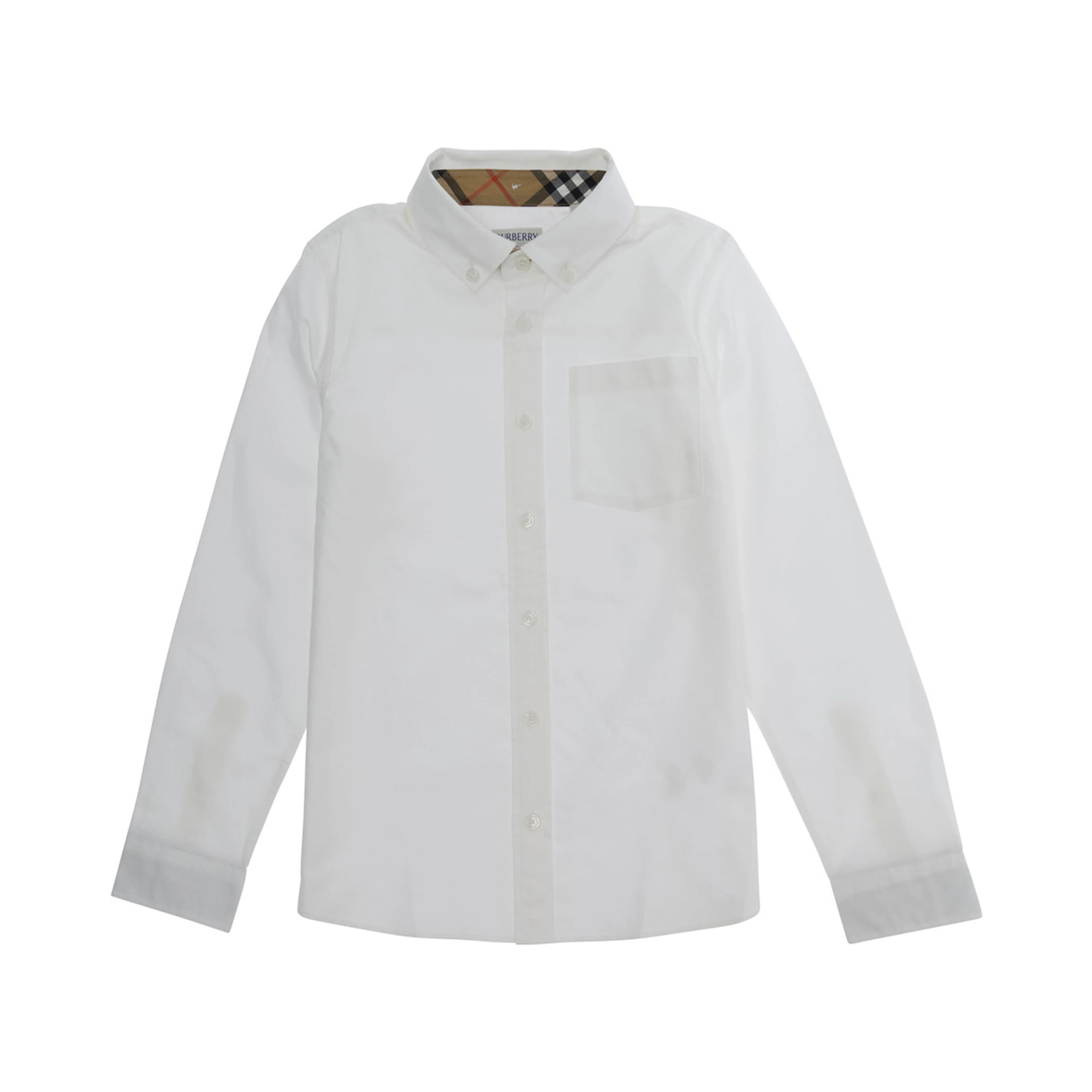 white Shirt with classic collar and front pocket in cotton Boy