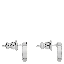 silver-colored Earrings with Gancini design and butterfly clasp in brass for women