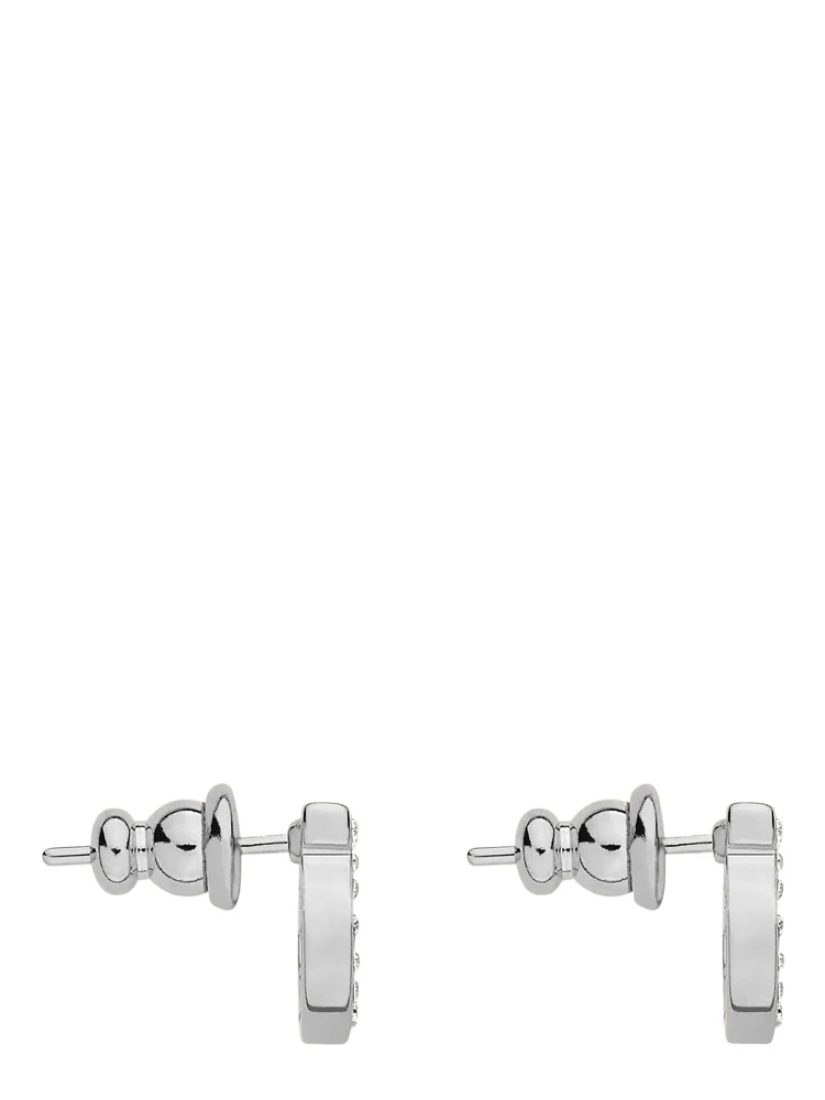silver-colored Earrings with Gancini design and butterfly clasp in brass for women alternative