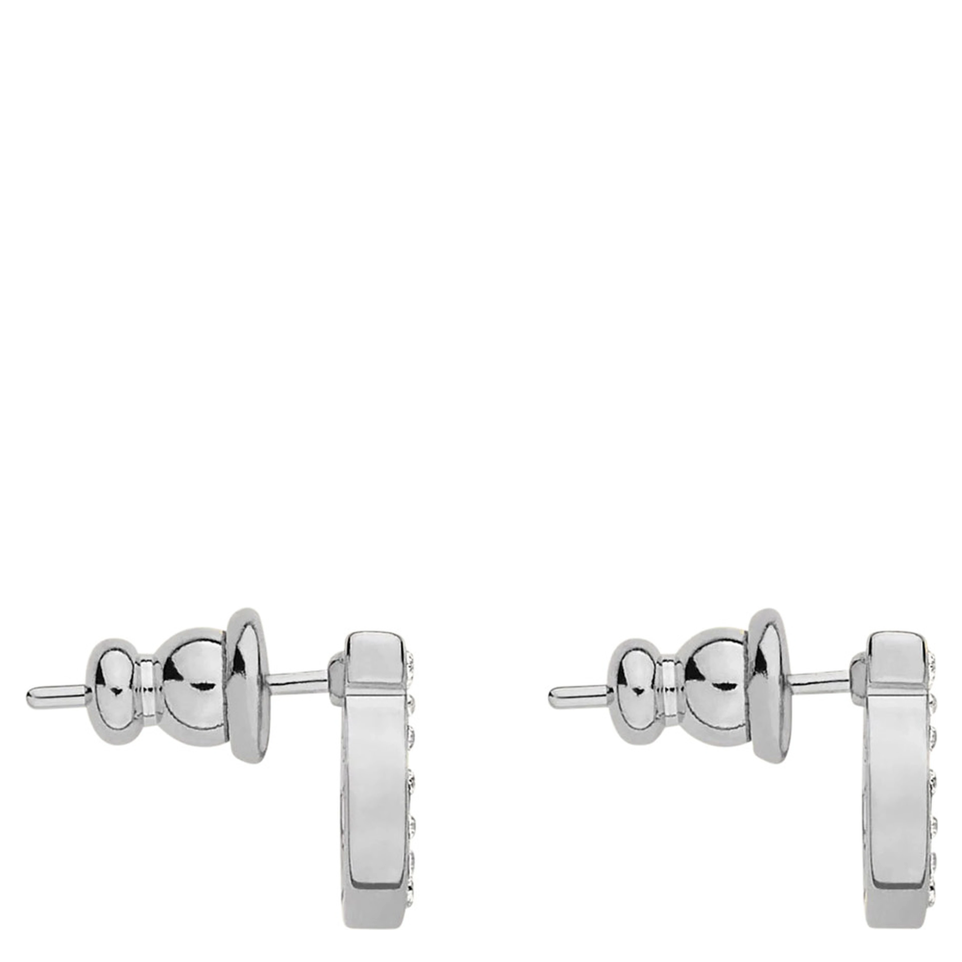 silver-colored Earrings with Gancini design and butterfly clasp in brass for women