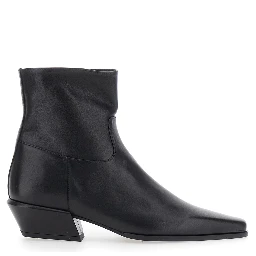 MARISA black ankle Boots with pointed design in leather for women