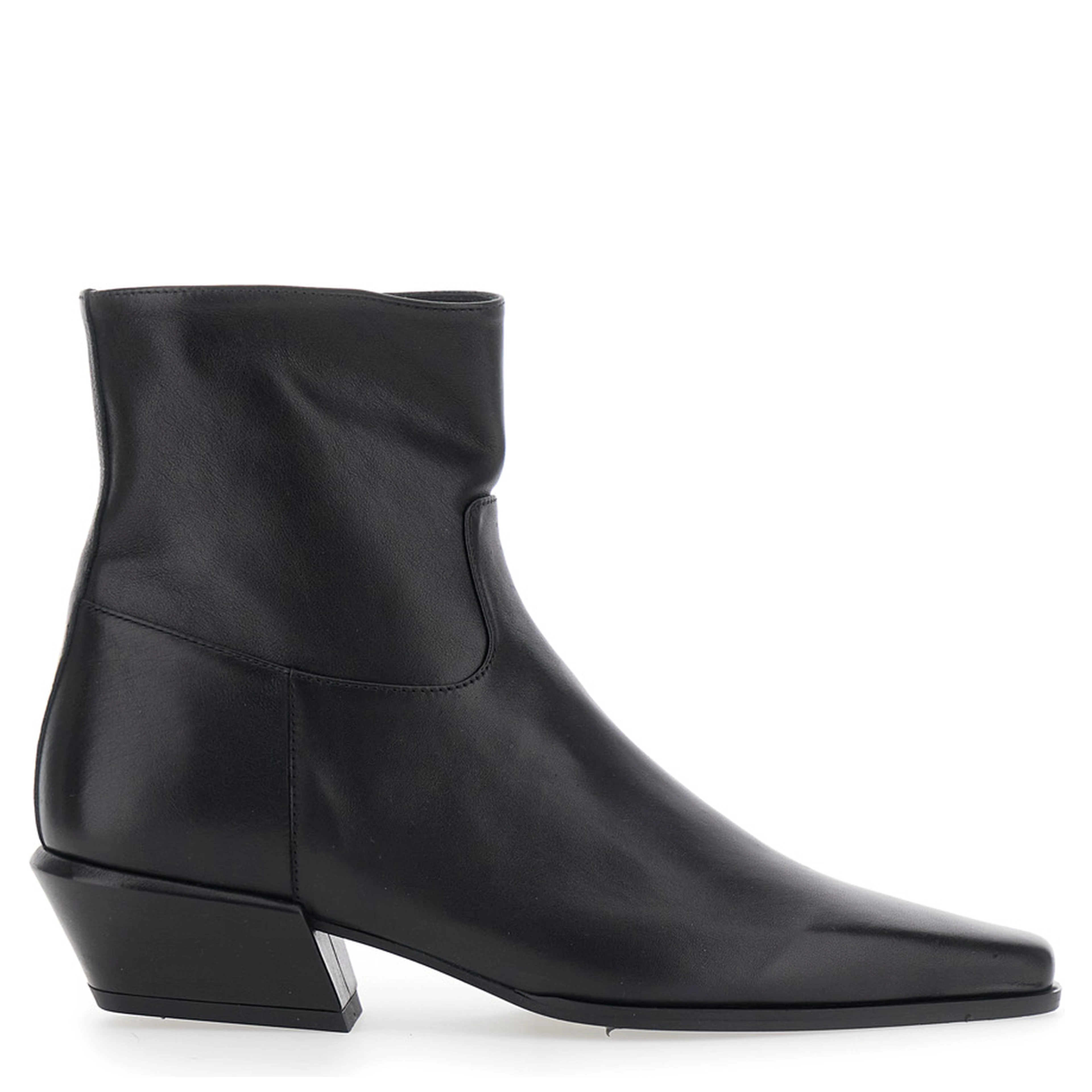MARISA black ankle Boots with pointed design in leather for women