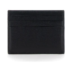 Card holder Florence with logo lettering on the front in black leather for men
