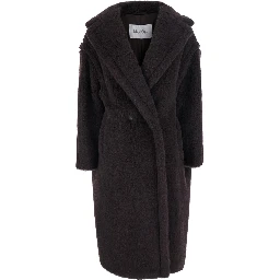 Ted Girl Brown Double-breasted Coat with maxi notched revers in wool blend for women