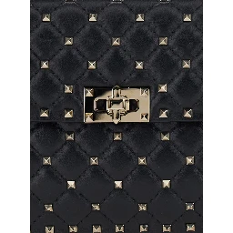 Spike Medium black Crossbody bag with all-over applied Rockstud in leather for women