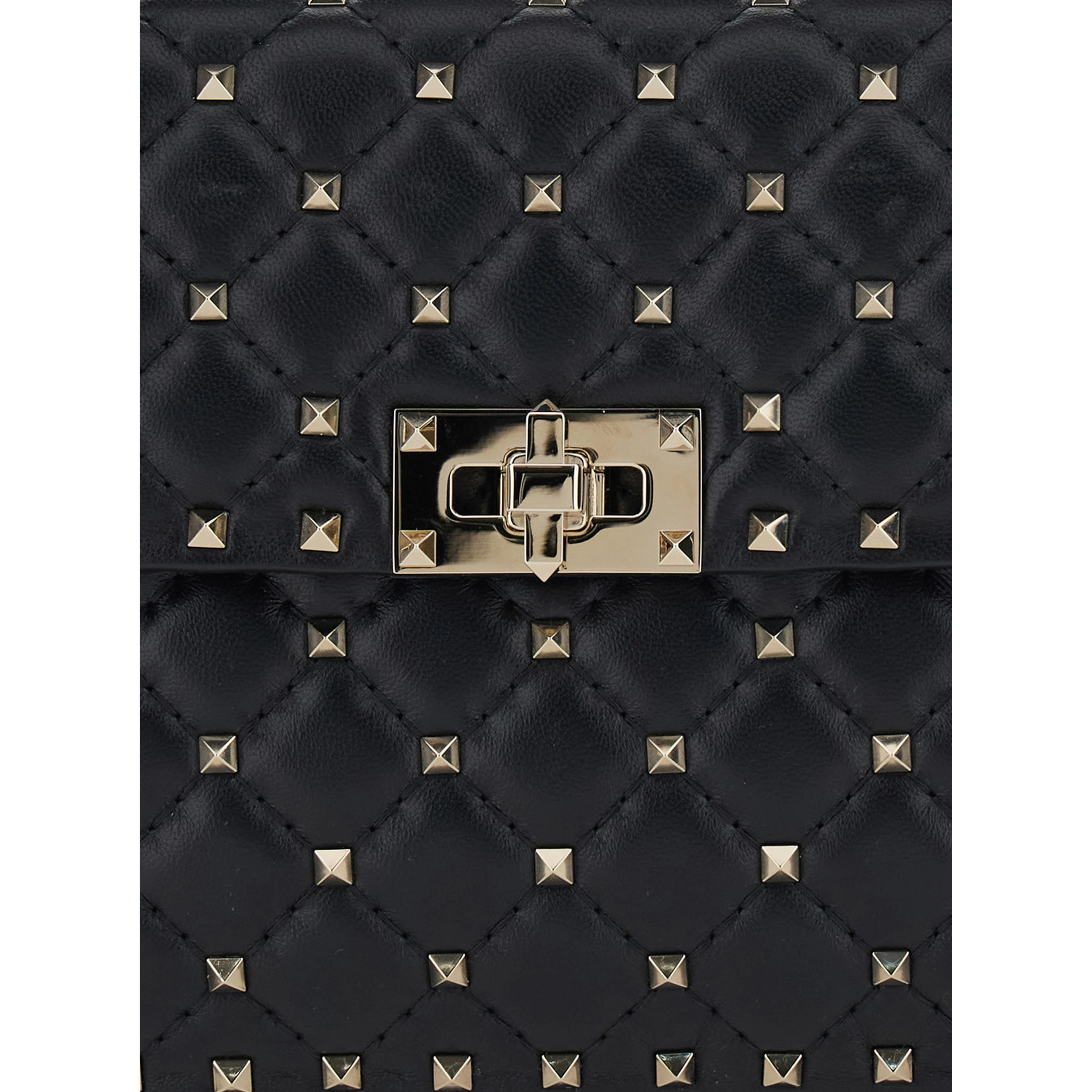 Spike Medium black Crossbody bag with all-over applied Rockstud in leather for women
