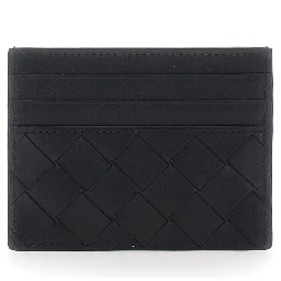 Card holder with Intreccio Motif in Black Leather for Men