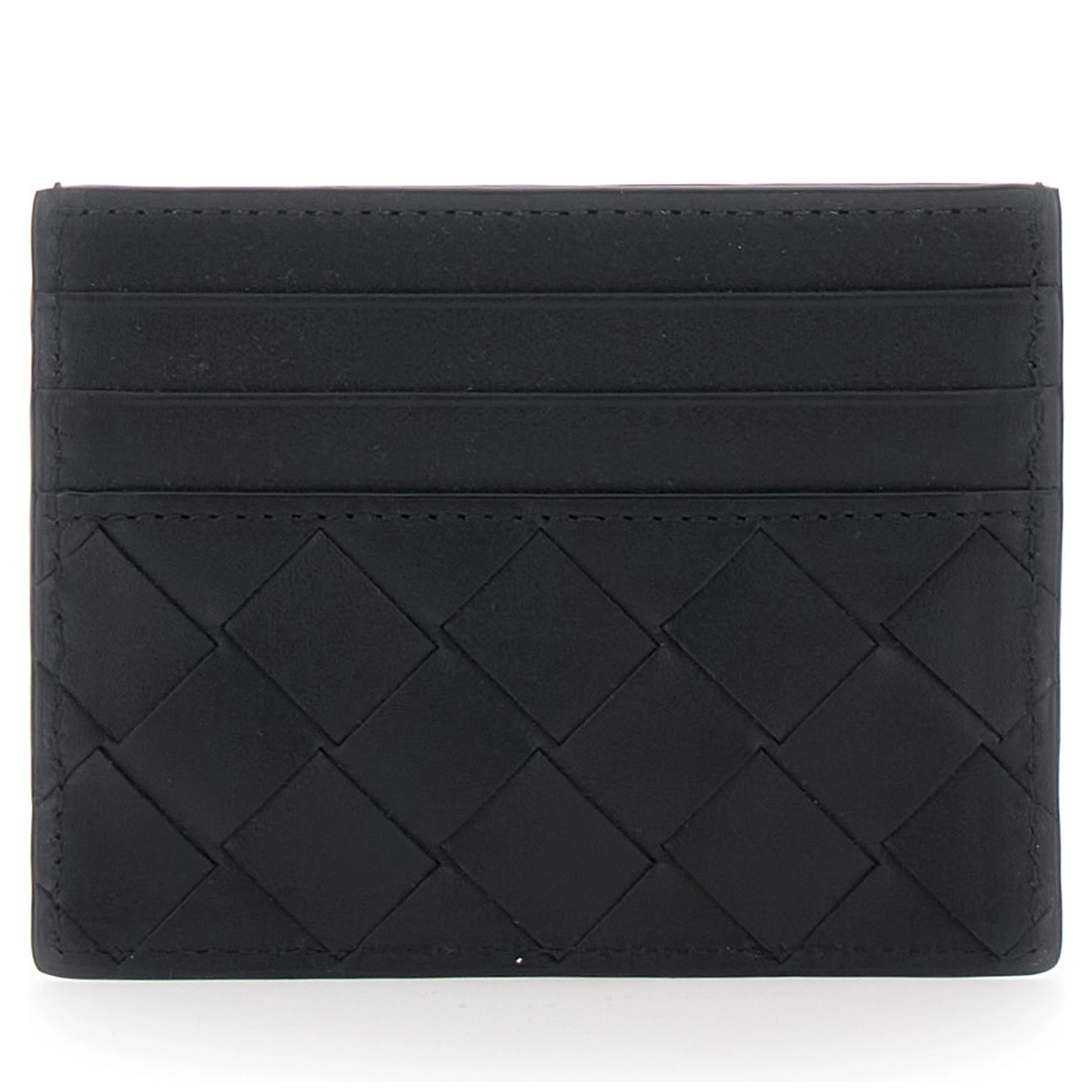 Card holder with Intreccio Motif in Black Leather for Men