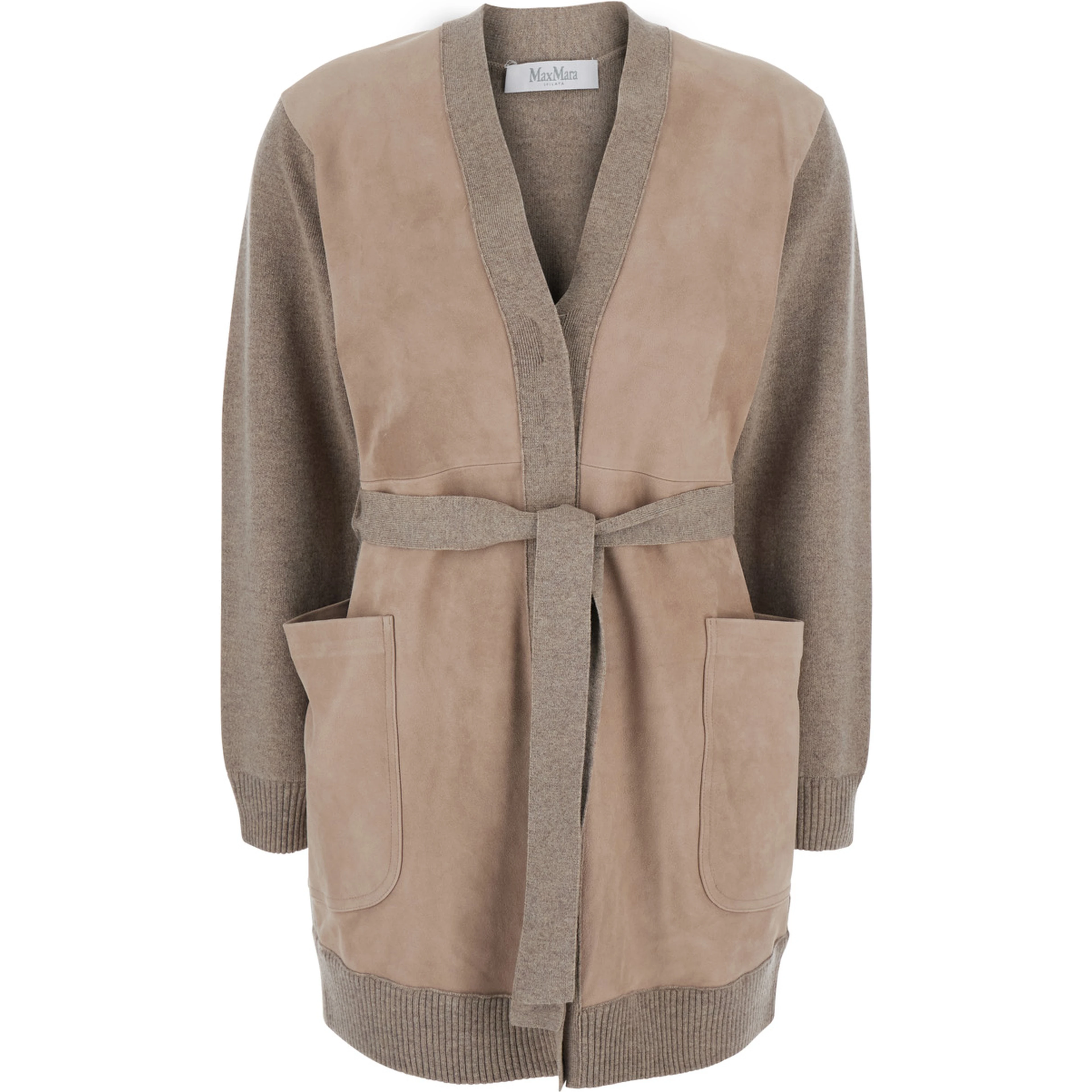 Cardigan MXS OLIVETO with long sleeves and button closure in beige for women