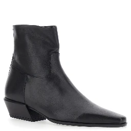 MARISA black ankle Boots with pointed design in leather for women
