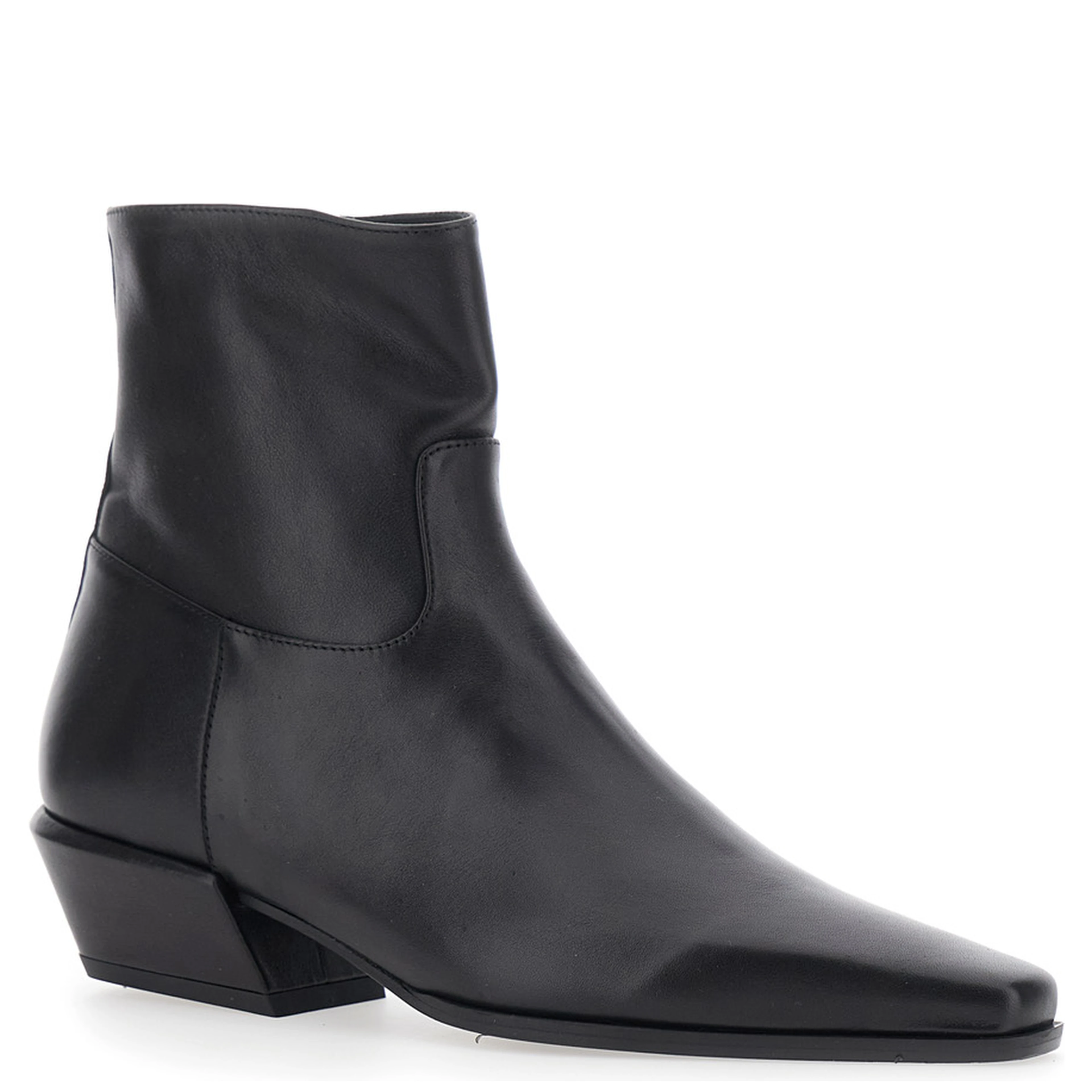 MARISA black ankle Boots with pointed design in leather for women