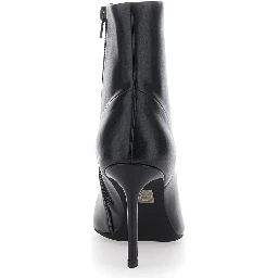 Nixie Black Ankle Boots with Stiletto Heel in Leather for Women