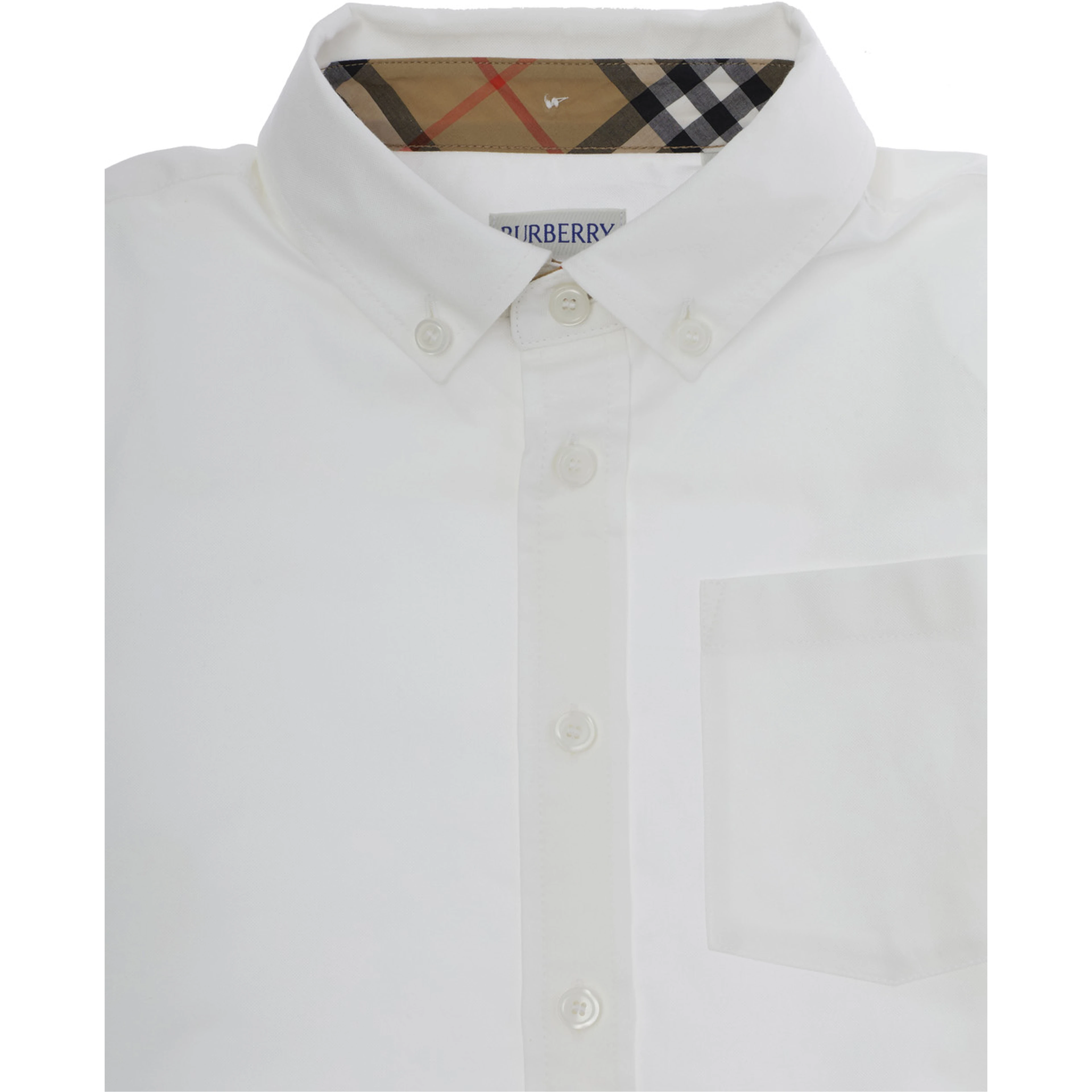 white Shirt with classic collar and front pocket in cotton Boy