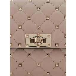 Pink Crossbody bag with Chain Strap and Rockstud All-Over in Leather for Women