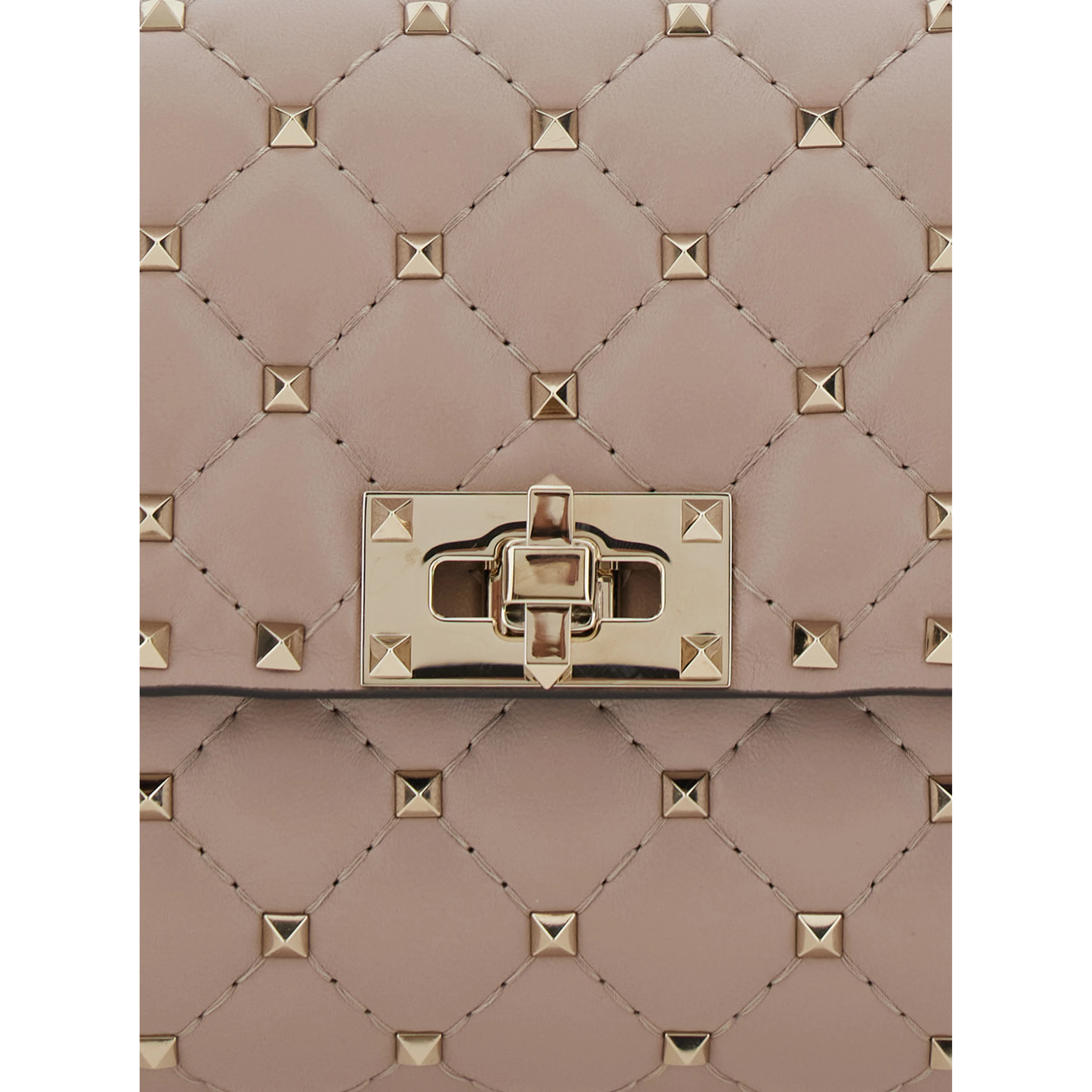 Pink Crossbody bag with Chain Strap and Rockstud All-Over in Leather for Women