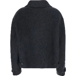 Jeanie Grey Jacket with classic collar and buttoned cuffs in wool for women