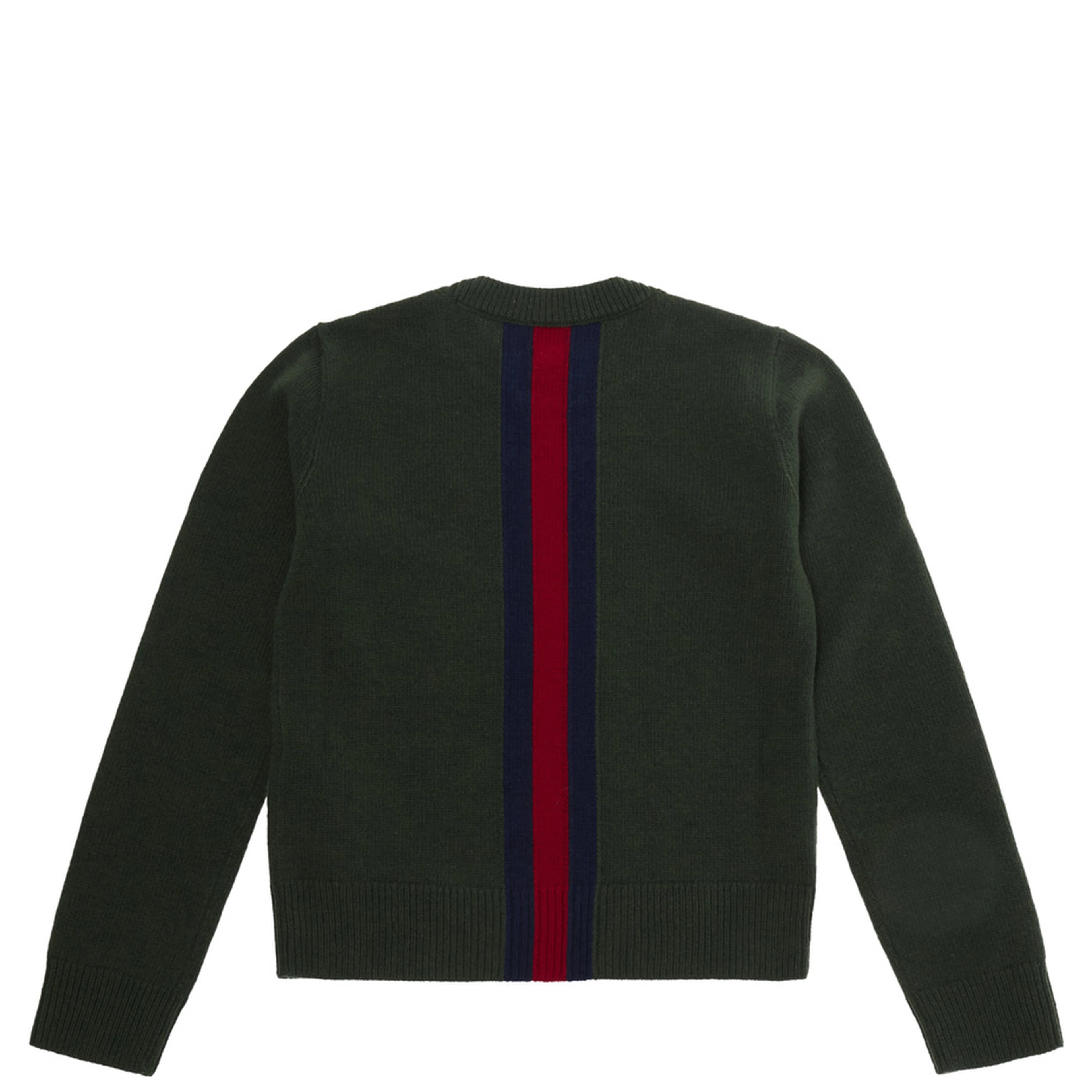 Green Crewneck sweater with Web embroidery in wool boy