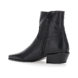 MARISA black ankle Boots with pointed design in leather for women