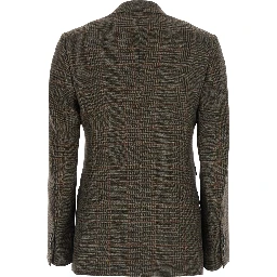 DESERTO dark brown Double-breasted Jacket with Peak revers and check Motif in wool for women