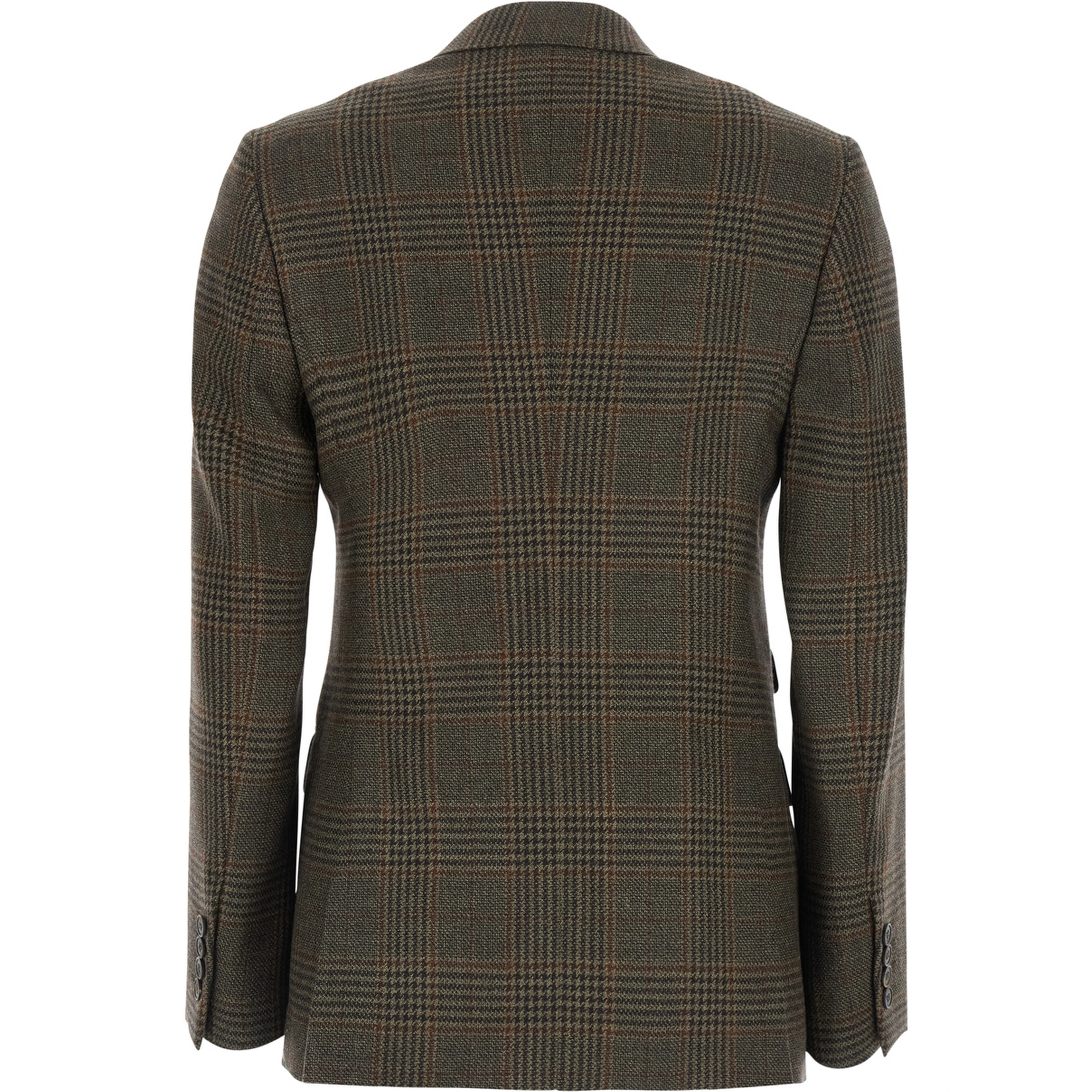 DESERTO dark brown Double-breasted Jacket with Peak revers and check Motif in wool for women