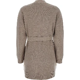 Cardigan MXS OLIVETO with long sleeves and button closure in beige for women
