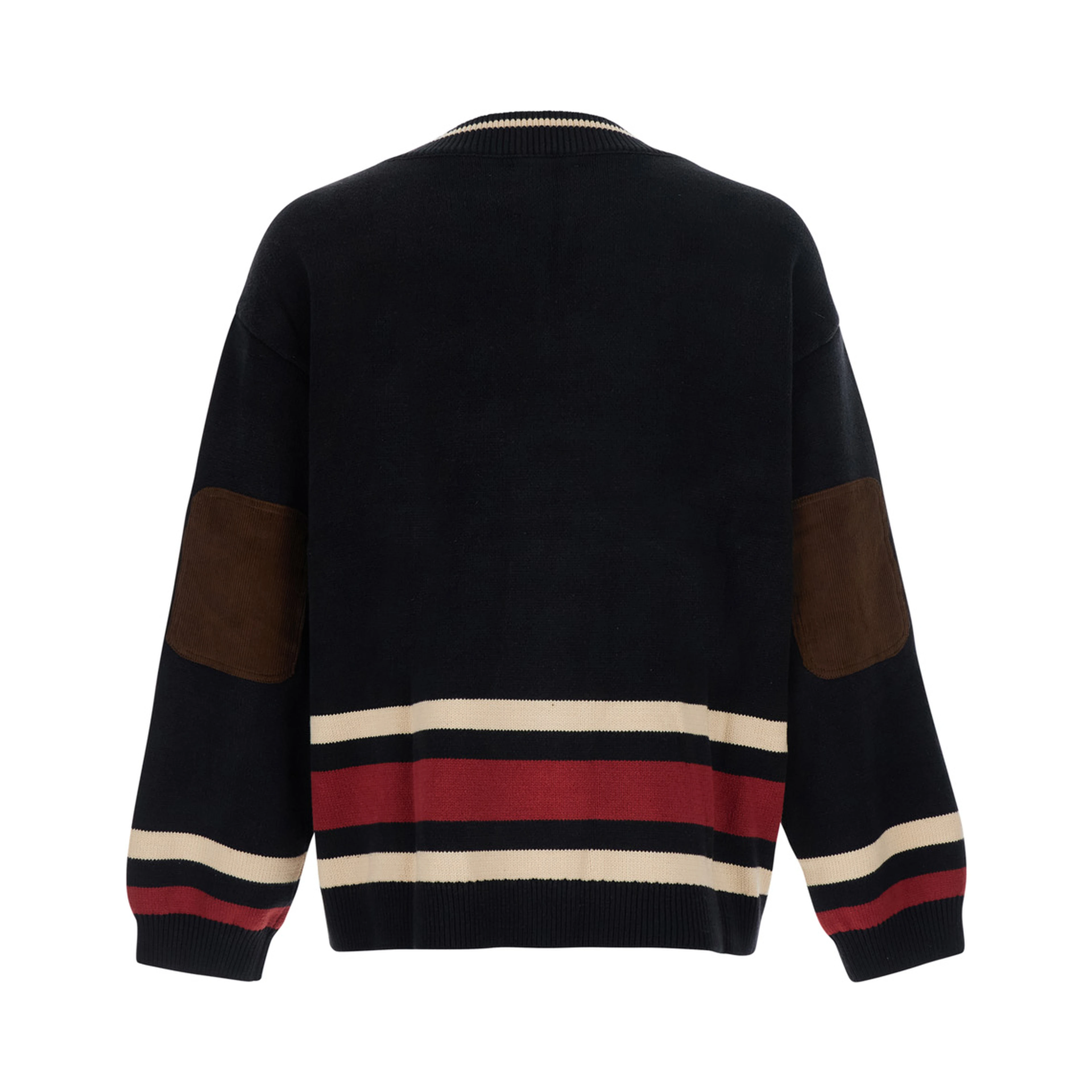 Sport Club Varsity Sweater with long sleeves and round neck in Black Cotton and Acrylic Unisex