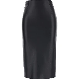 Black Midi Skirt in Eco Leather for Women