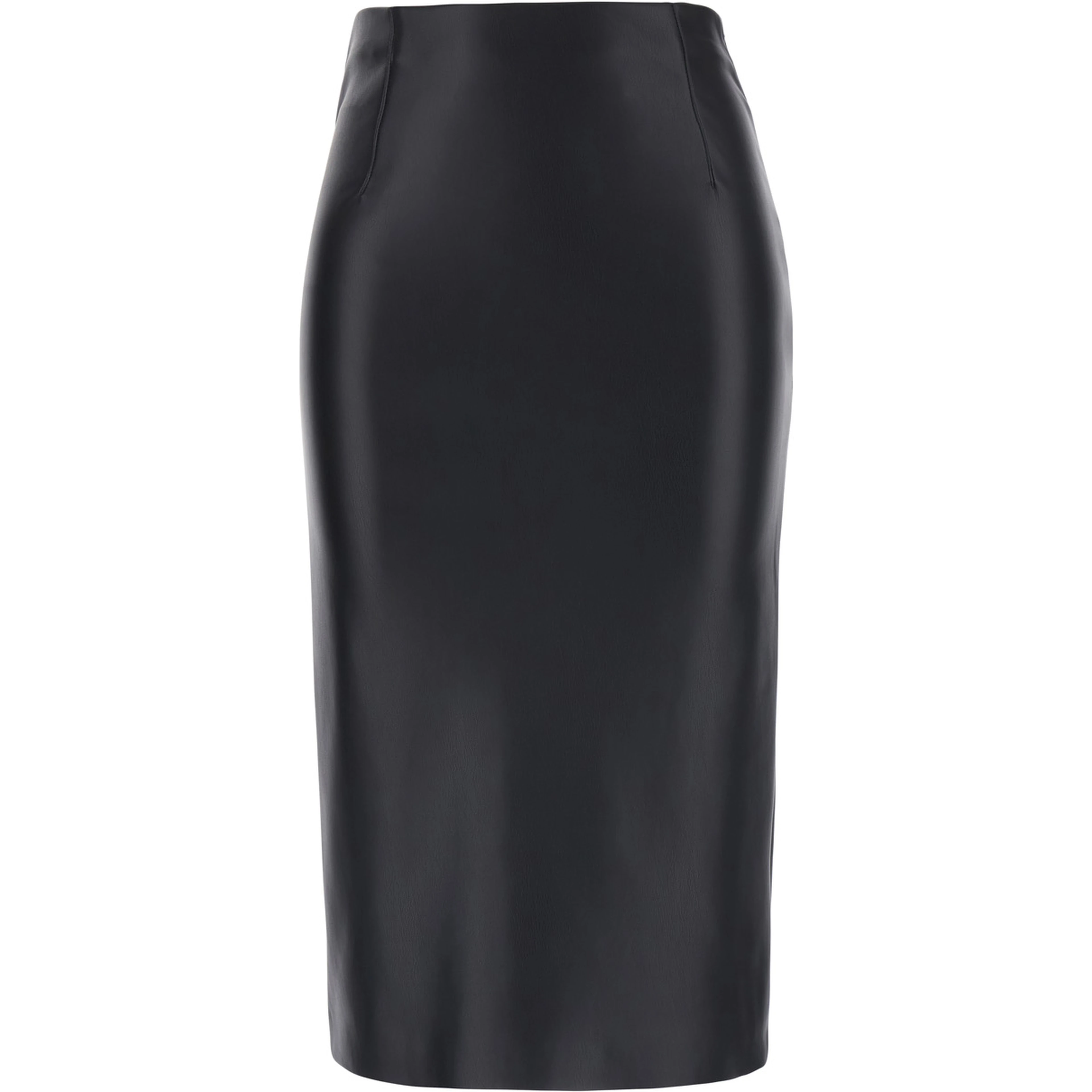 Black Midi Skirt in Eco Leather for Women
