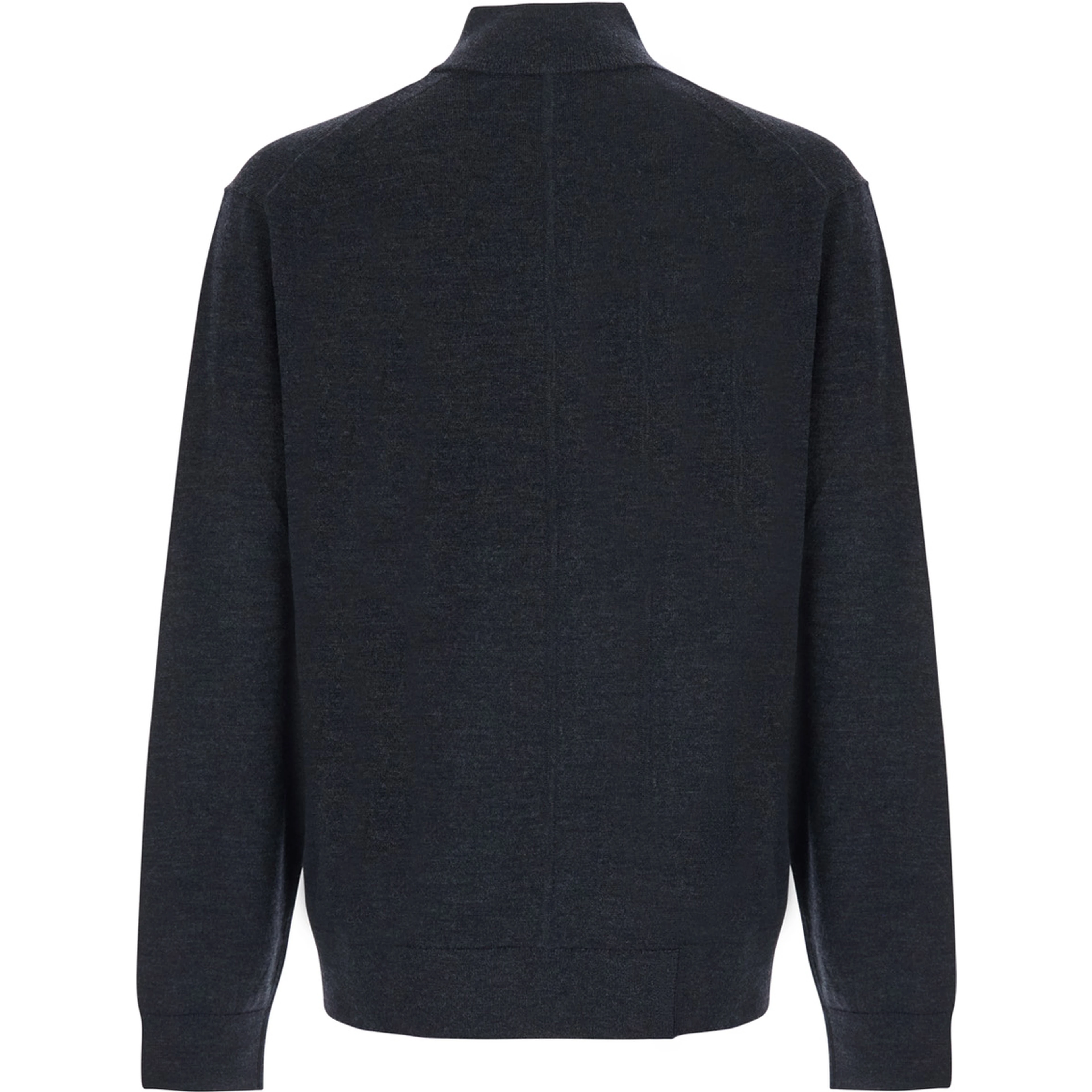 Gray Sweater with half zip closure and high collar in wool for men