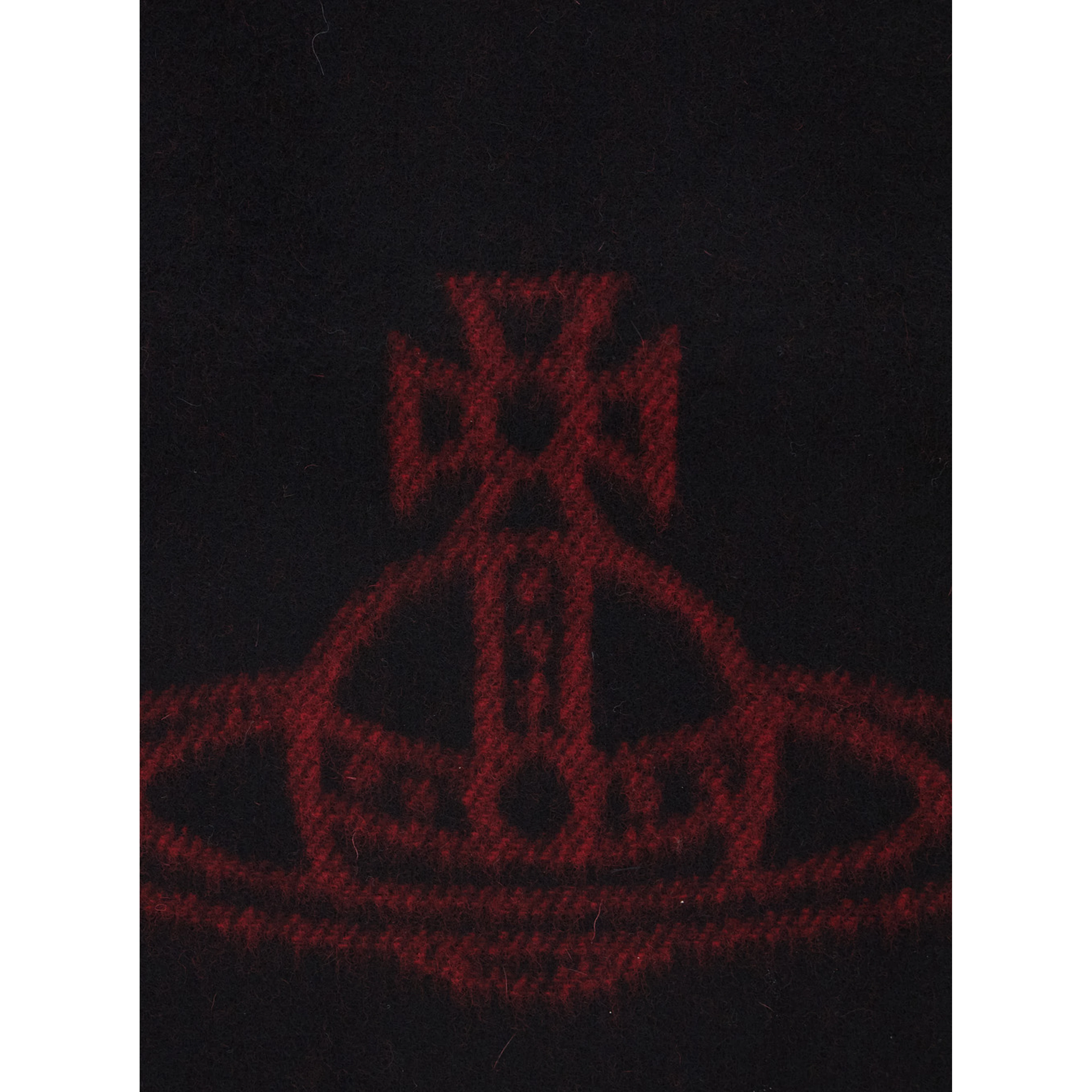 black Scarf with logo on the front and fringed edges in wool for women