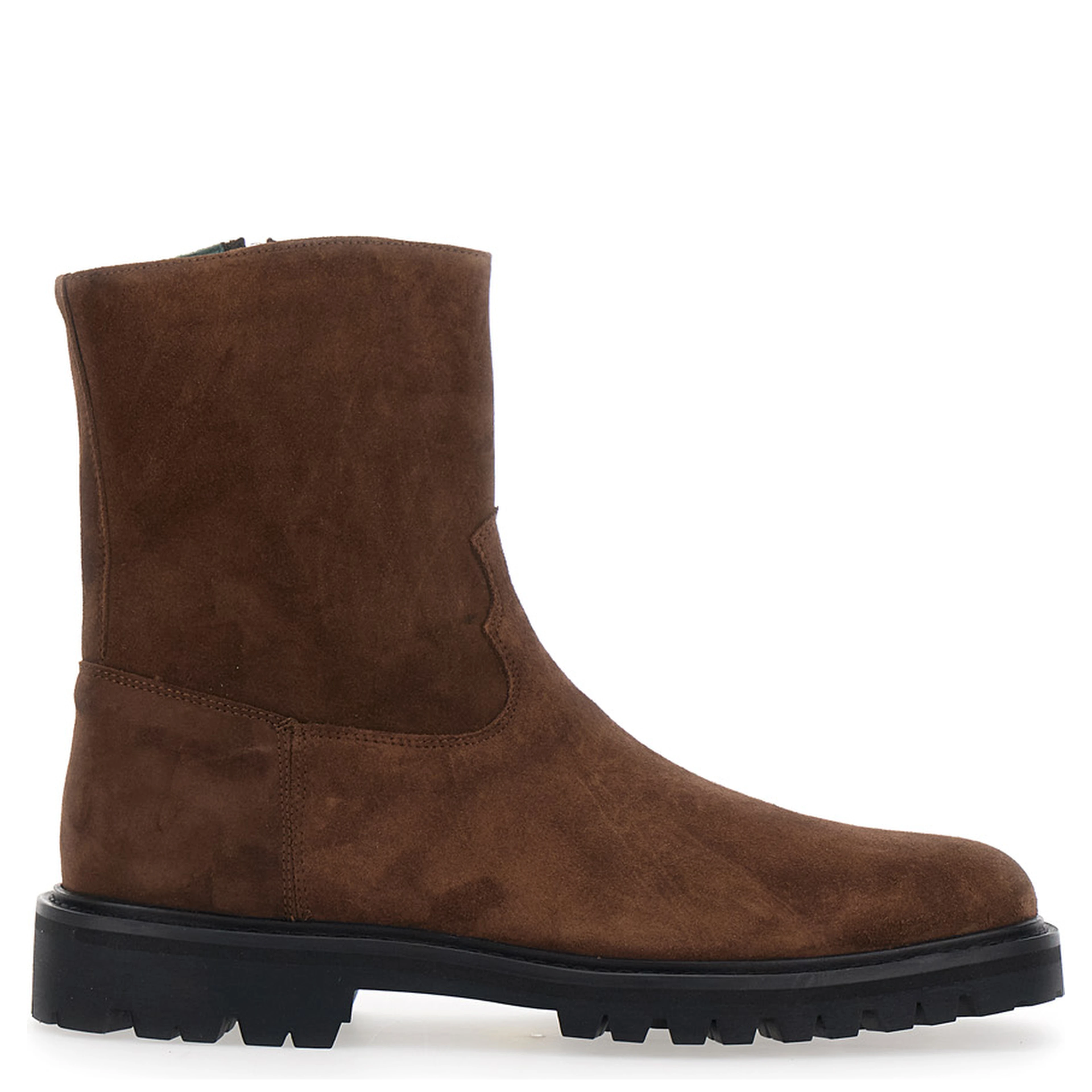 Brown Ankle Boots with Side Zip Closure in Suede for Men