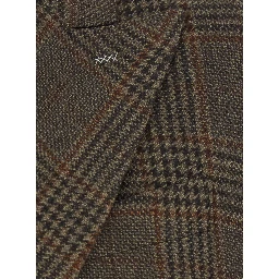 DESERTO dark brown Double-breasted Jacket with Peak revers and check Motif in wool for women