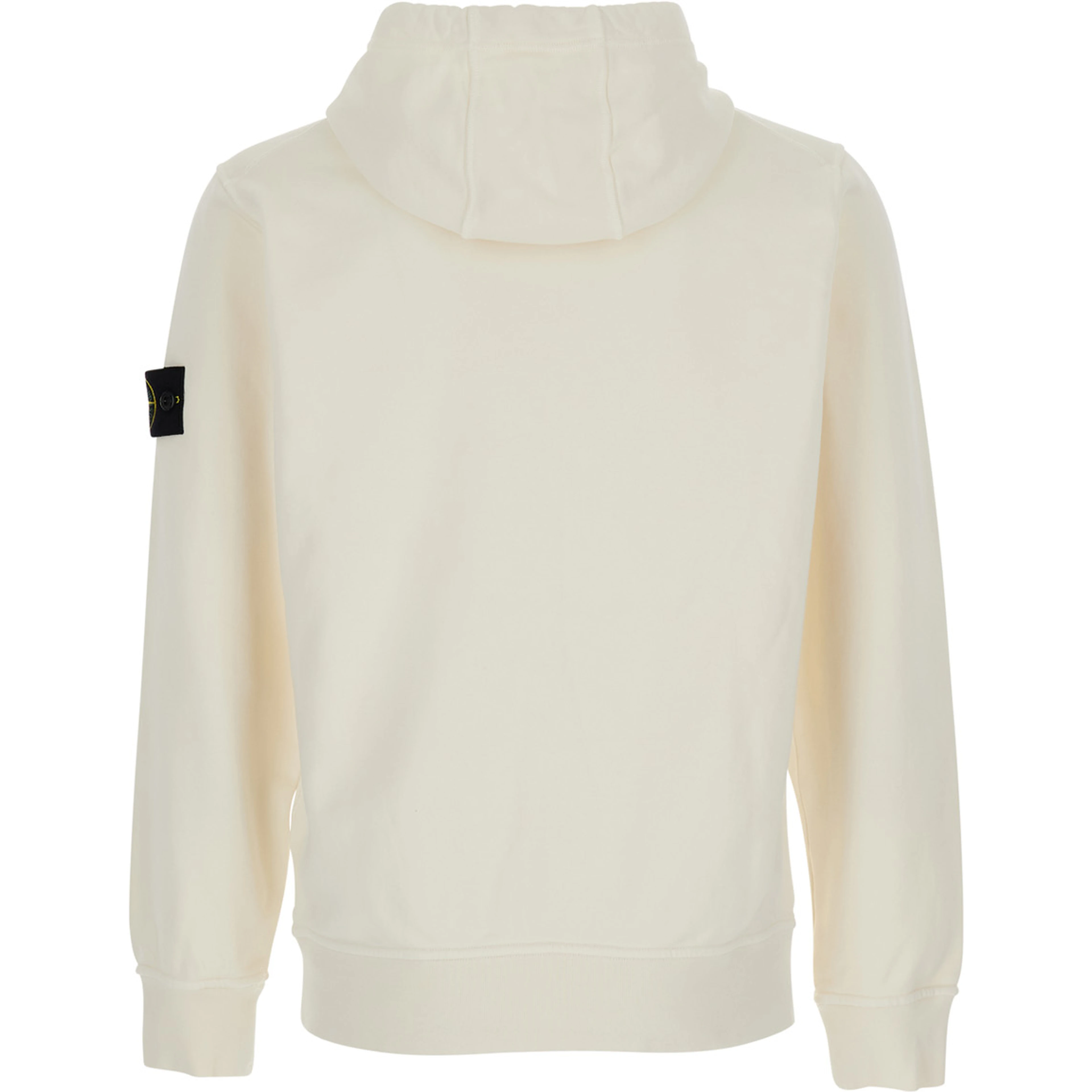 Hooded Sweatshirt with Fixed Hood and Logo on the Front in White