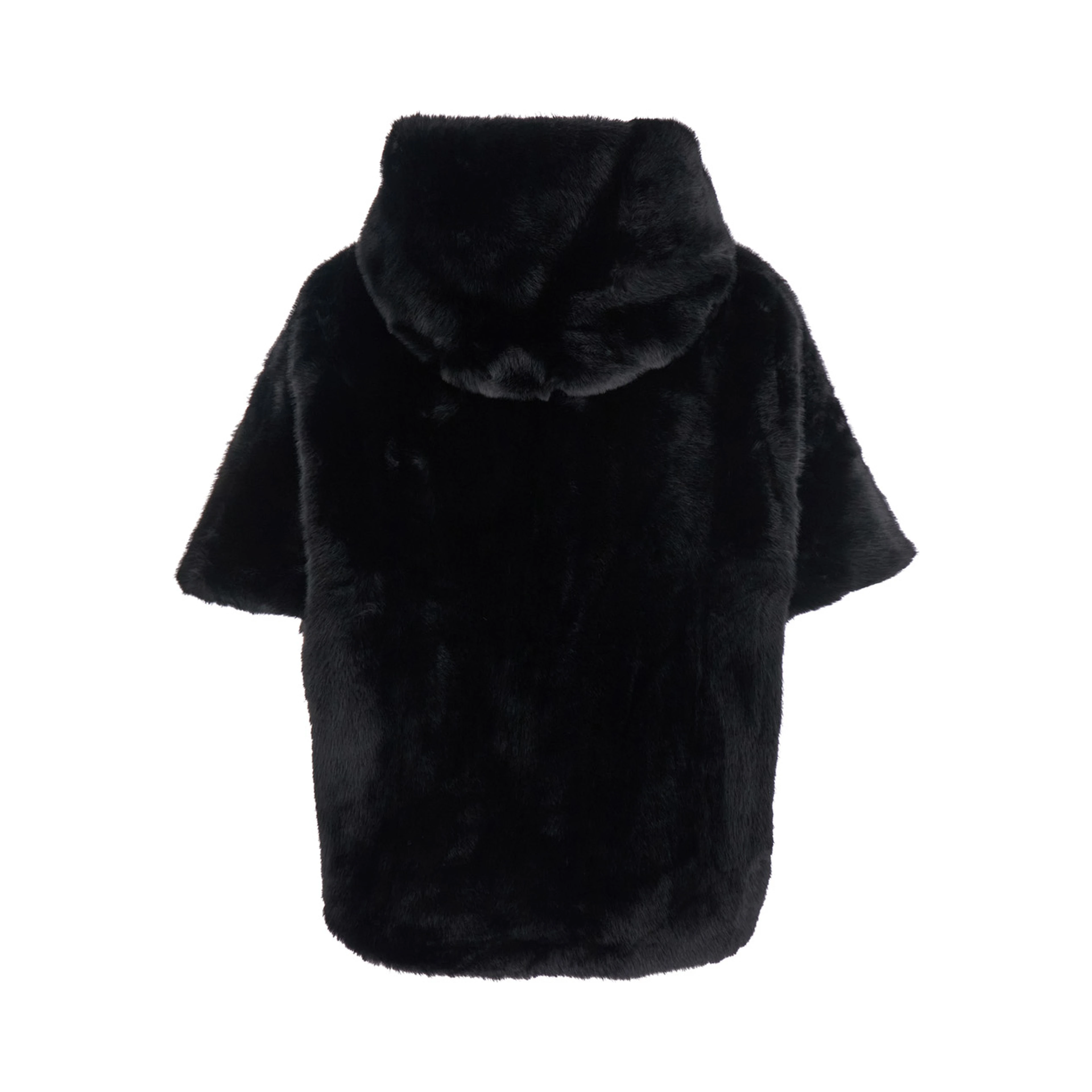 Capes with High Collar and Front Closure in Black Fabric for Women