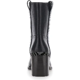 Black ankle Boots with Monile detail on the back in Leather for Women