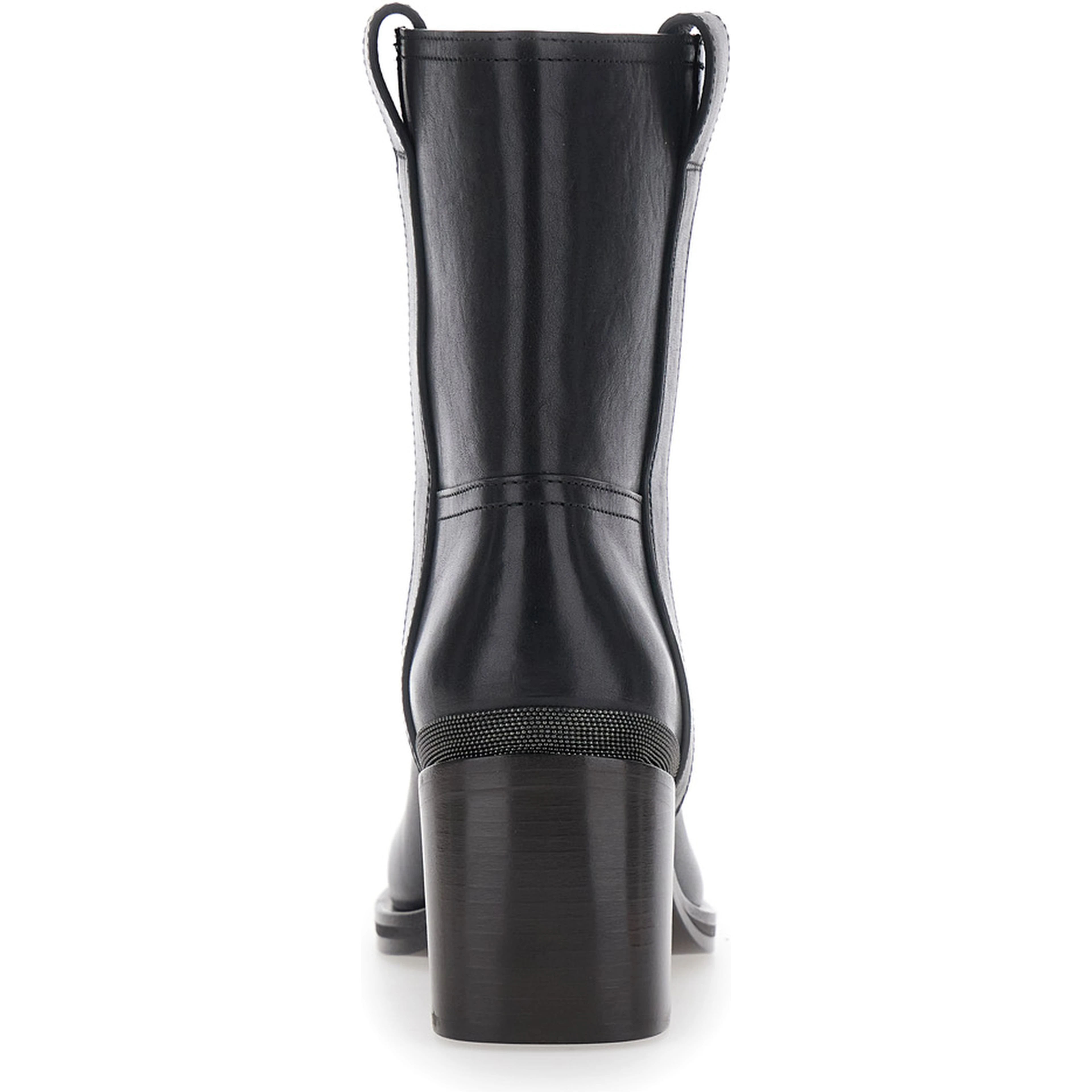 Black ankle Boots with Monile detail on the back in Leather for Women
