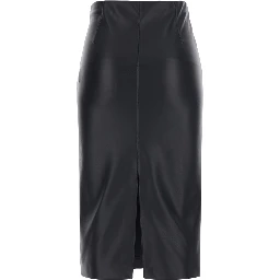 Black Midi Skirt in Eco Leather for Women