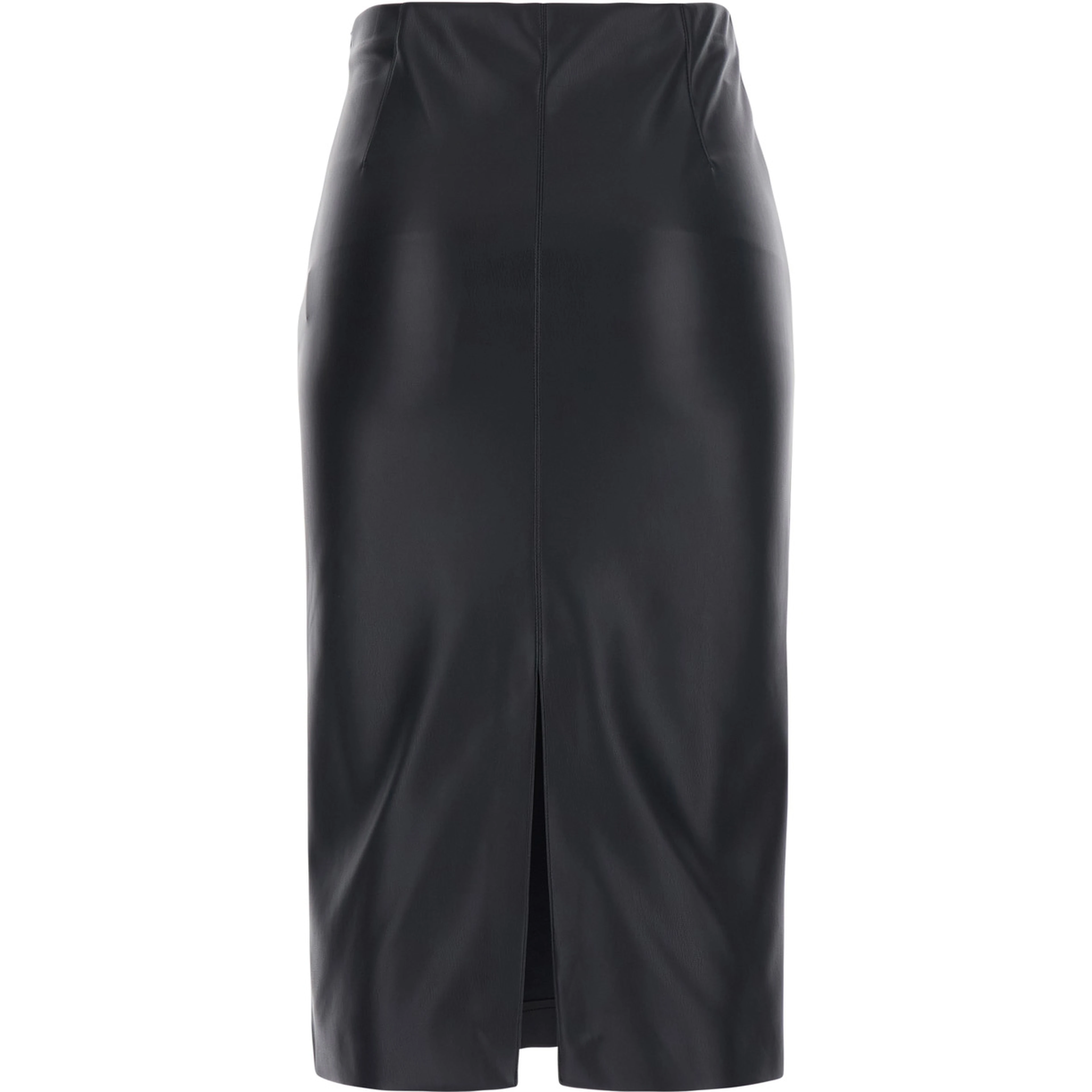 Black Midi Skirt in Eco Leather for Women
