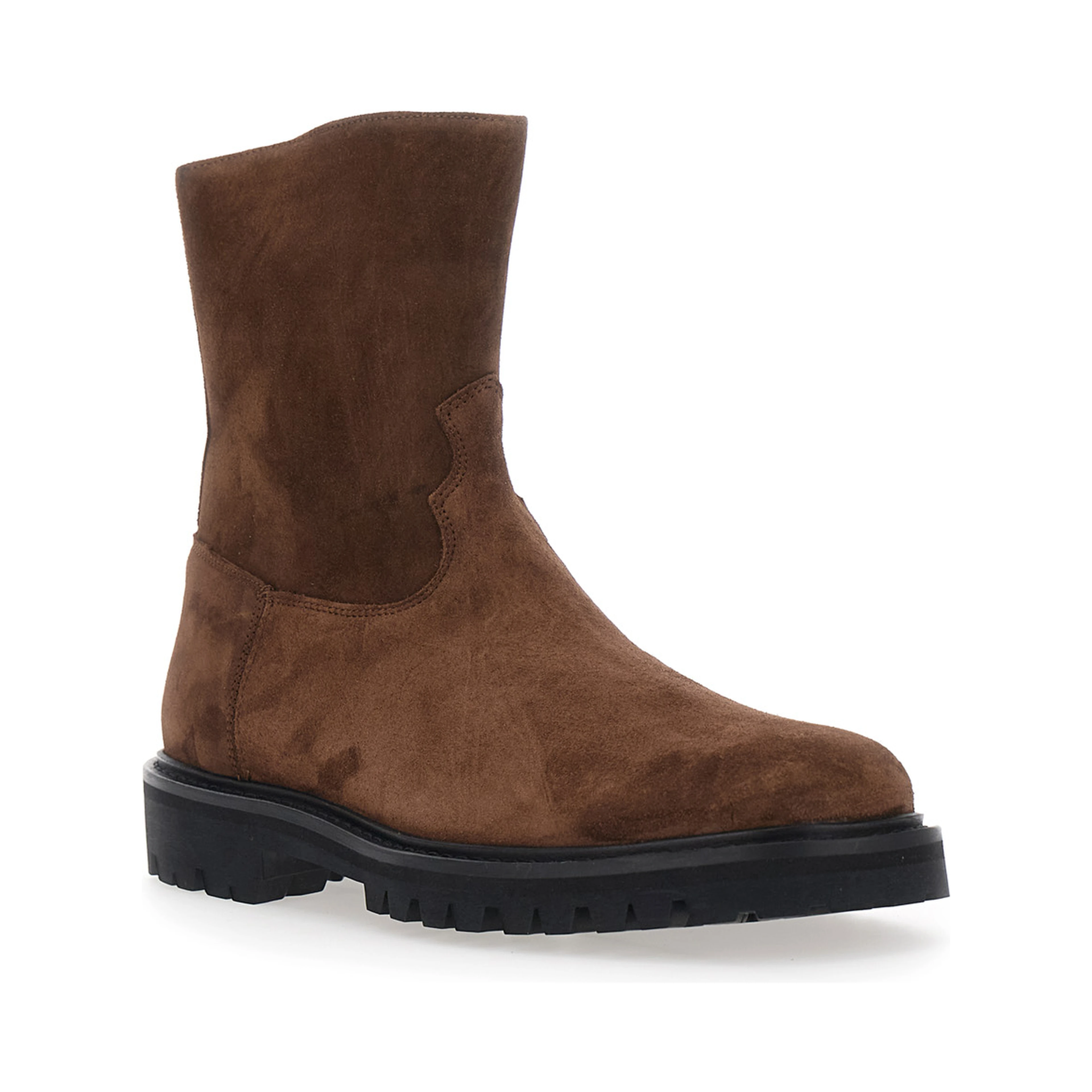 Brown Ankle Boots with Side Zip Closure in Suede for Men