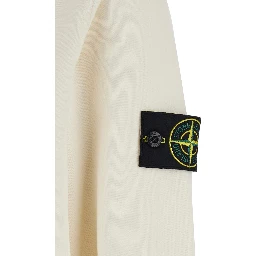 Hooded Sweatshirt with Fixed Hood and Logo on the Front in White
