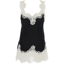 Top Megan Bias Camie Black with Thin Straps and V-Neck in Silk Women